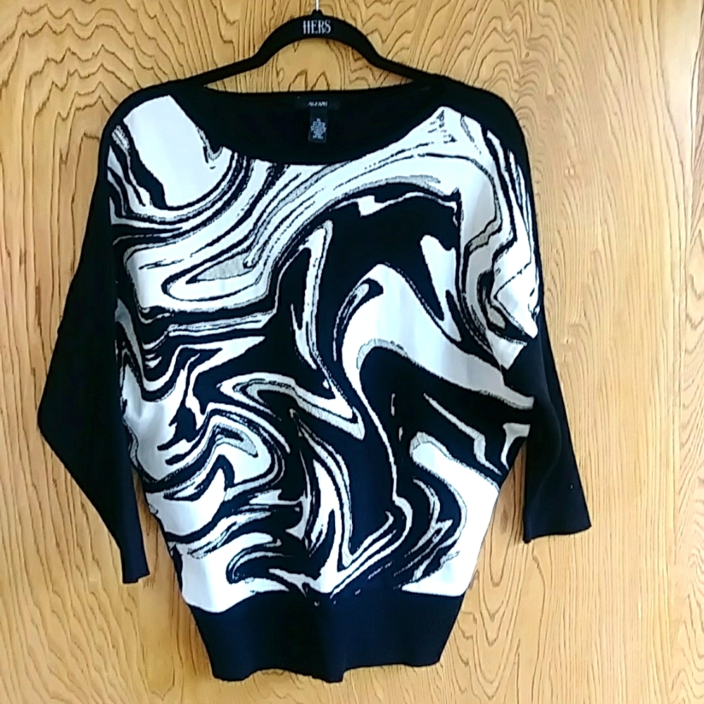 Alfani Women's black , White and Golden sweater.